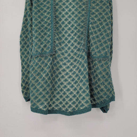 Anthropologie Knitted and Knotted Cardigan Sweater Women's Medium Green Beige - Picture 14 of 16